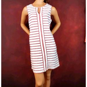 Max Studio Cotton Blend Striped Keyhole Pullover Sleeveless Mini Sheath Dress XS